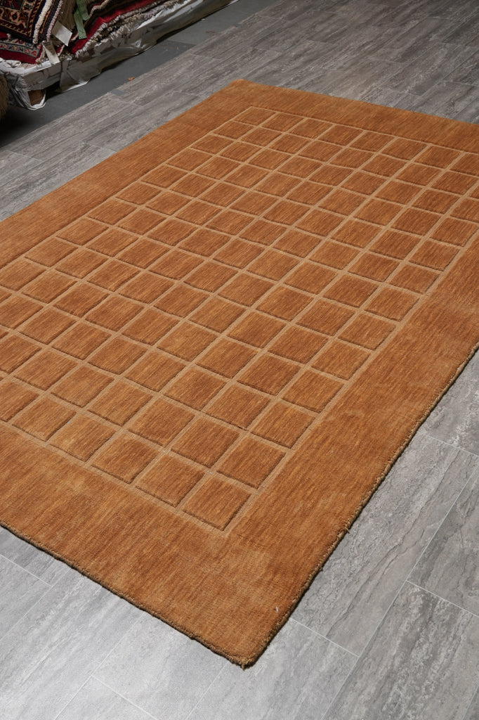 5.5 X 7.9 Handmade Modern Rug Plain Brown #PIX-15745