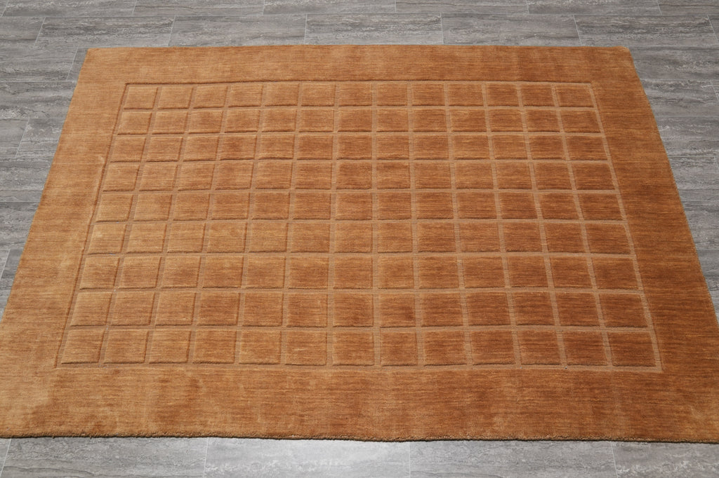 5.5 X 7.9 Handmade Modern Rug Plain Brown #PIX-15745