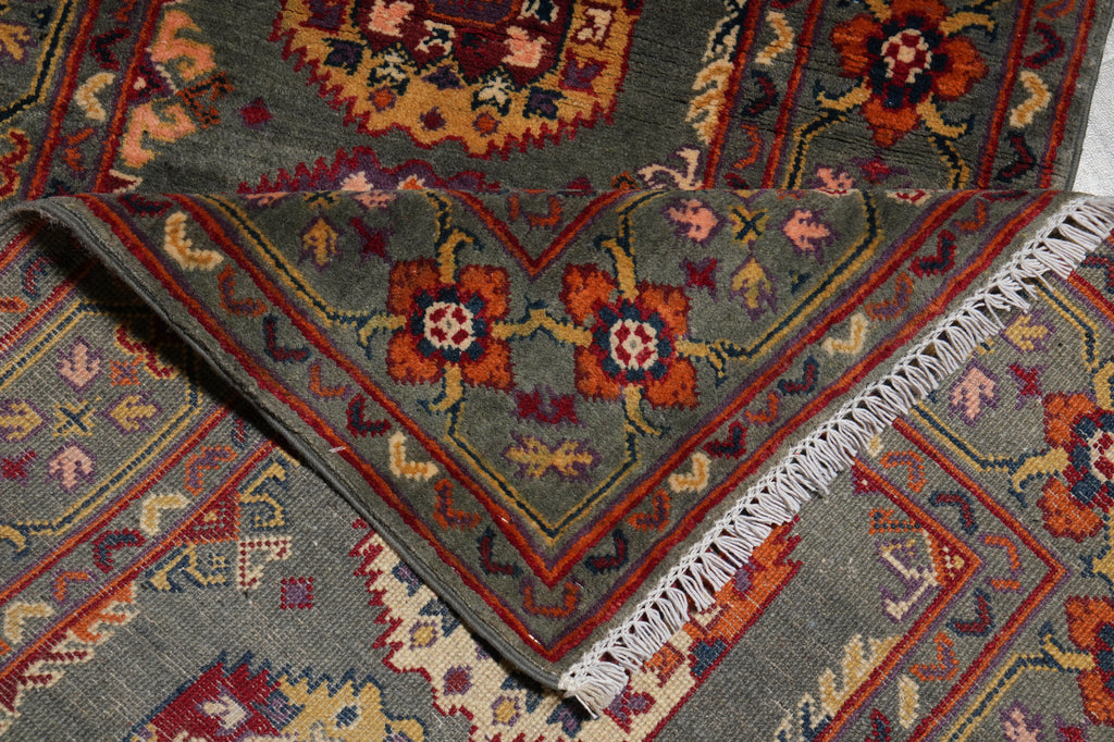 10' Feet Kazak Runner Afghan Handmade Wool GREEN #F-3278