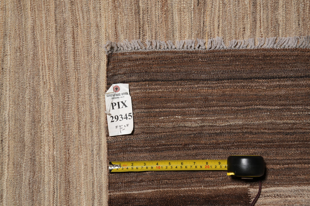 5.9 x 8 Modern handmade Carpet Warm Beige Brown #PIX-29345