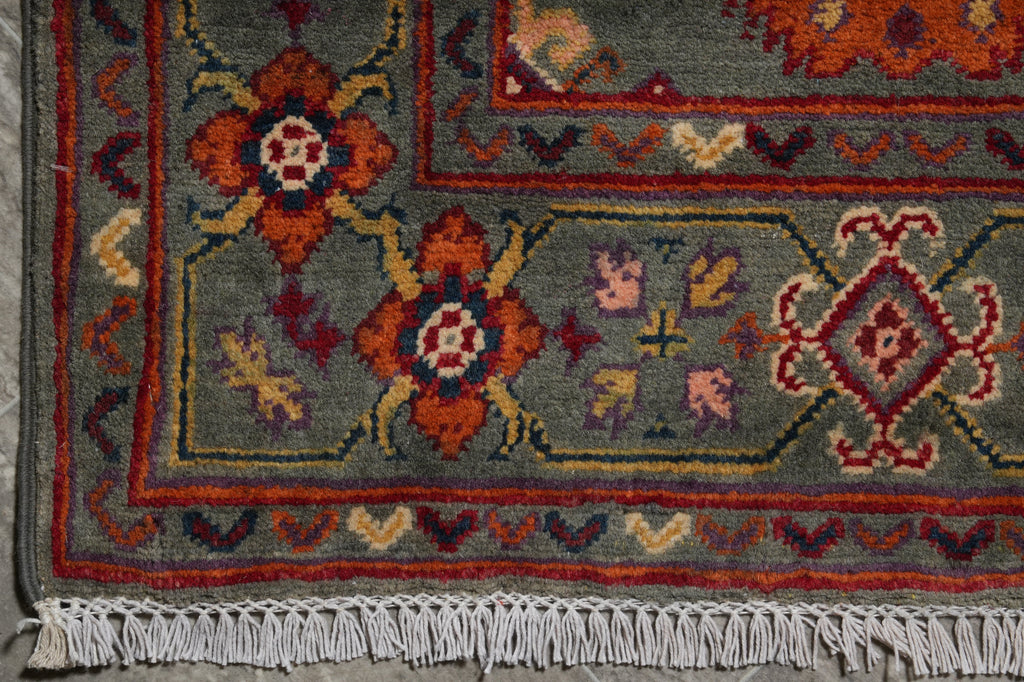 10' Feet Kazak Runner Afghan Handmade Wool GREEN #F-3278