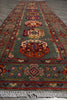 Load image into Gallery viewer, 10' Feet Kazak Runner Afghan Handmade Wool GREEN #F-3278