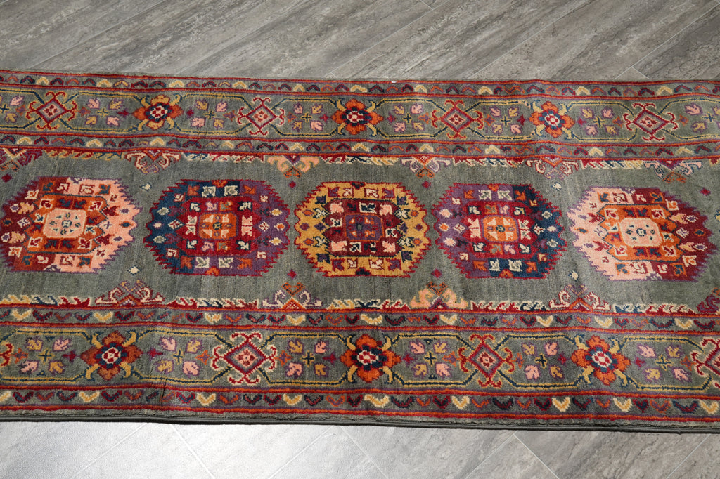 10' Feet Kazak Runner Afghan Handmade Wool GREEN #F-3278