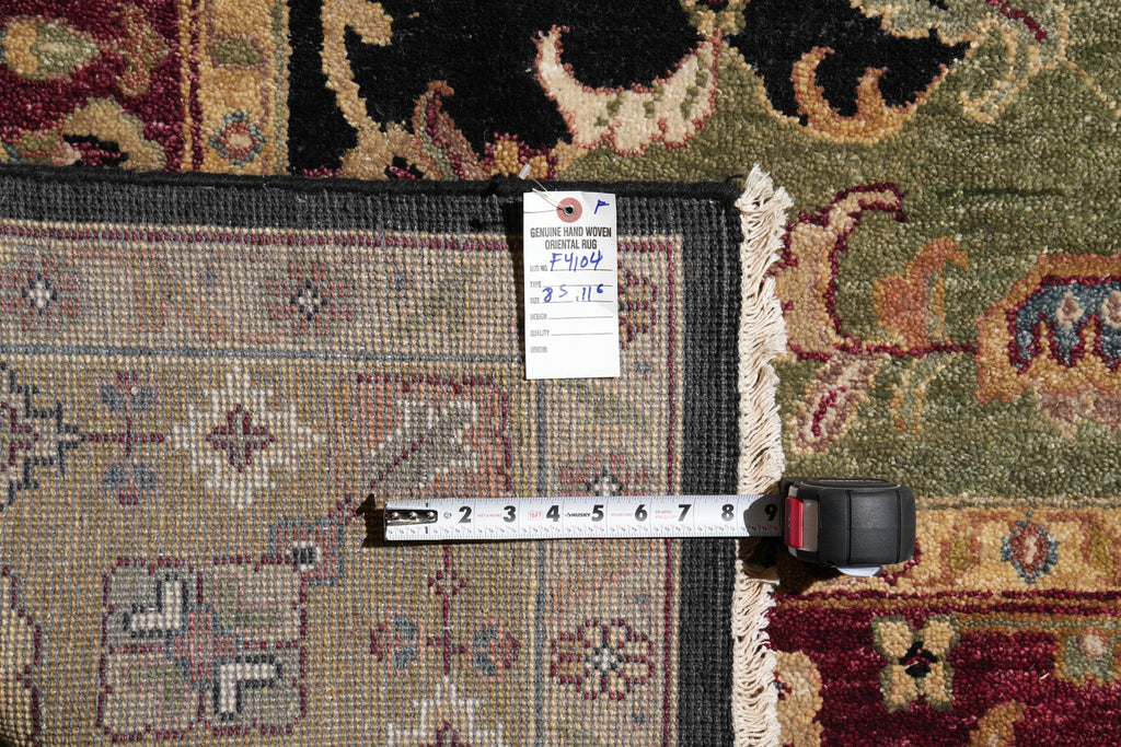 8.5 x 11.6 New Handmade India Wool Rug Black #F-4104