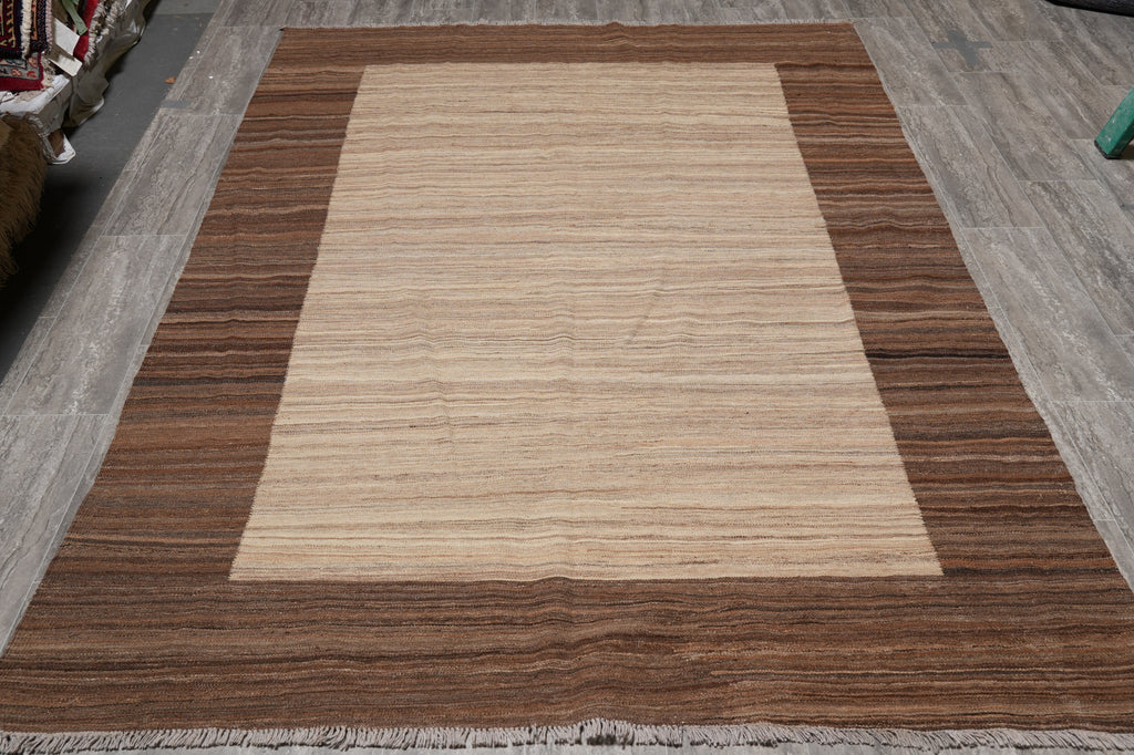 5.9 x 8 Modern handmade Carpet Warm Beige Brown #PIX-29345