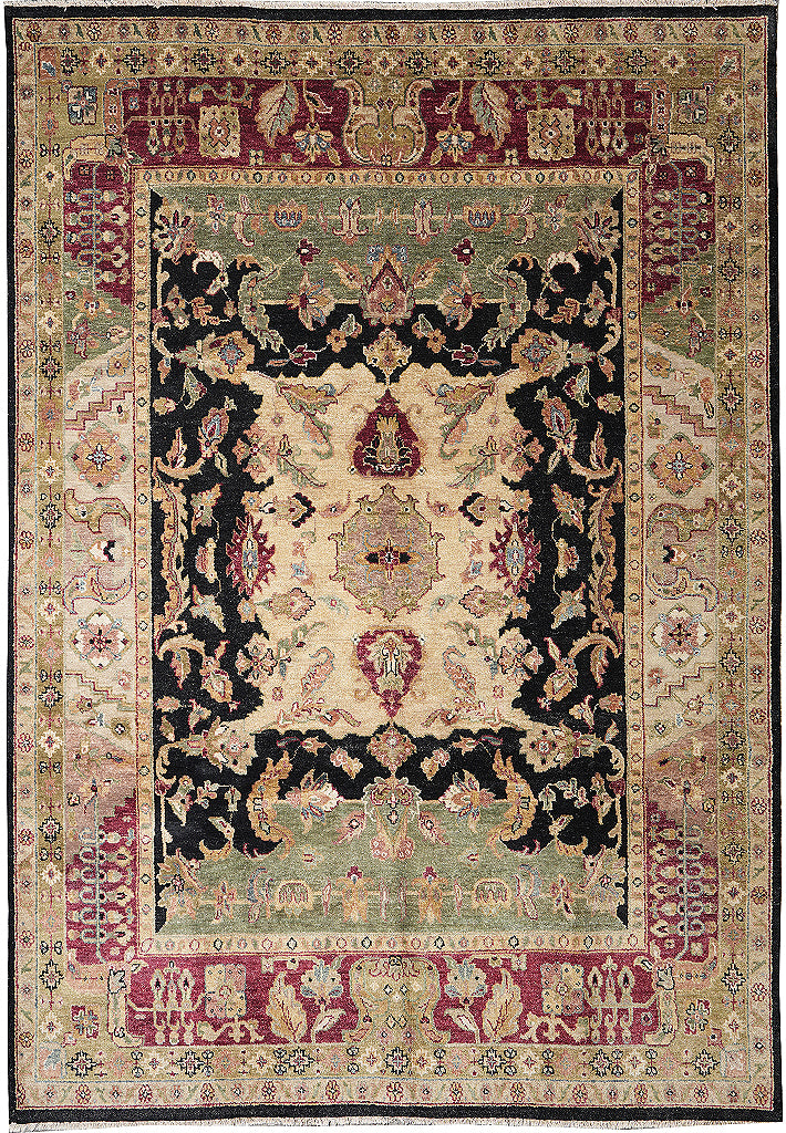 8.5 x 11.6 New Handmade India Wool Rug Black #F-4104