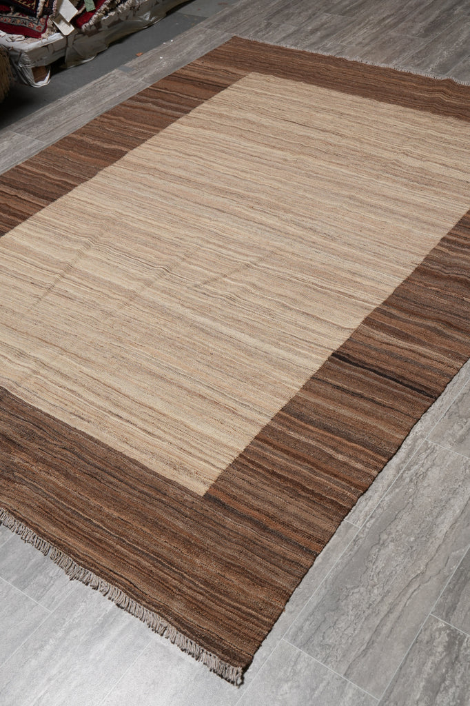 5.9 x 8 Modern handmade Carpet Warm Beige Brown #PIX-29345