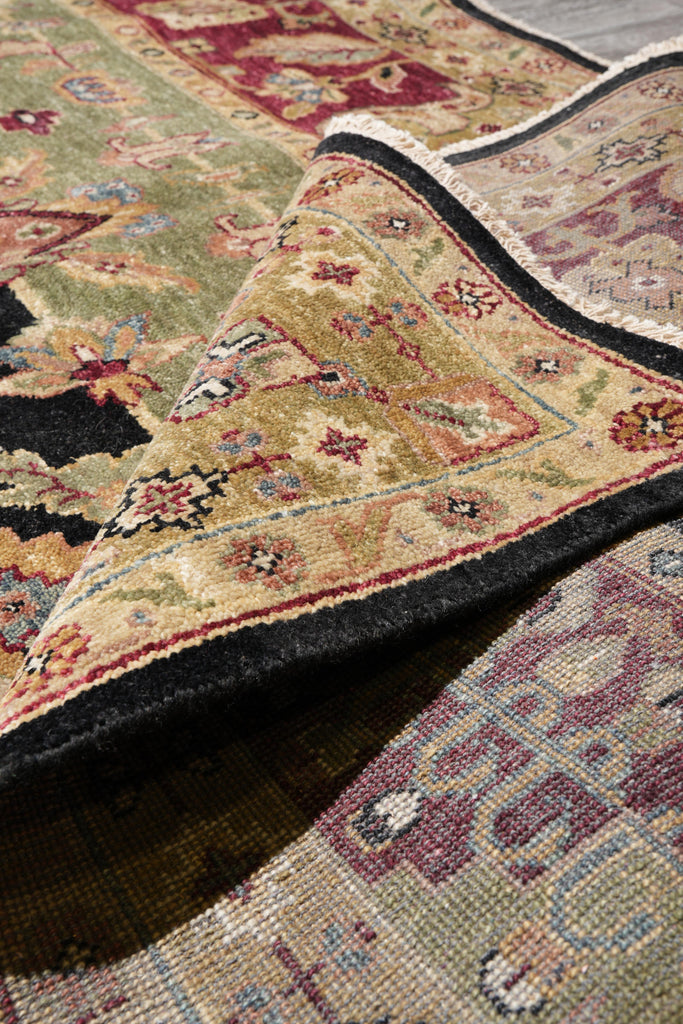 8.5 x 11.6 New Handmade India Wool Rug Black #F-4104