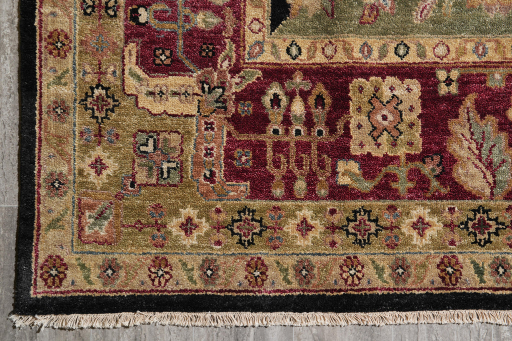 8.5 x 11.6 New Handmade India Wool Rug Black #F-4104