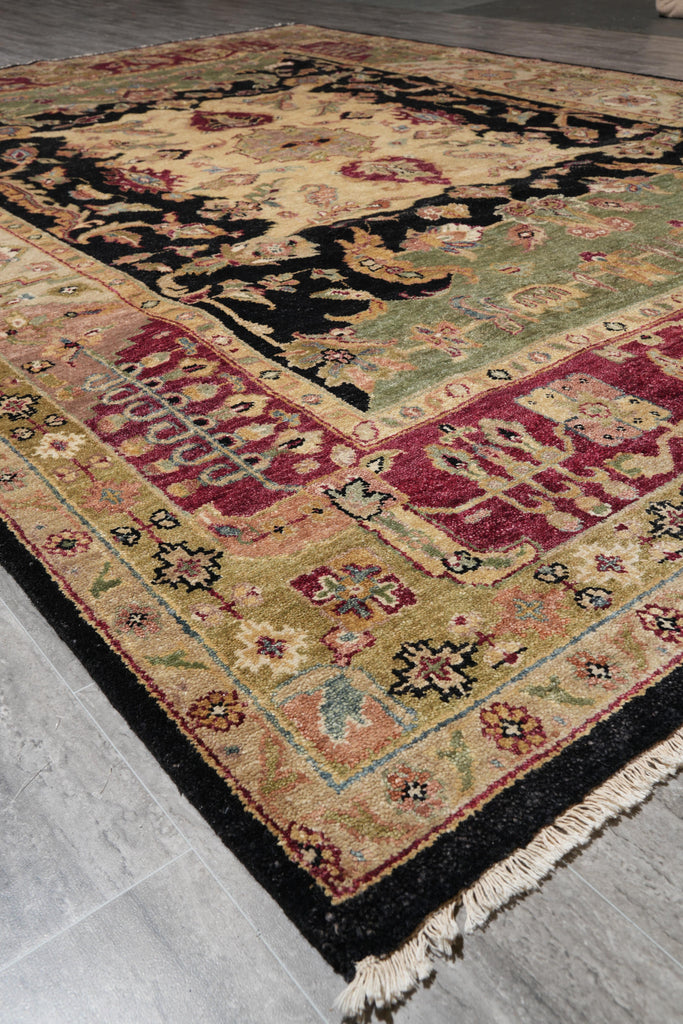 8.5 x 11.6 New Handmade India Wool Rug Black #F-4104