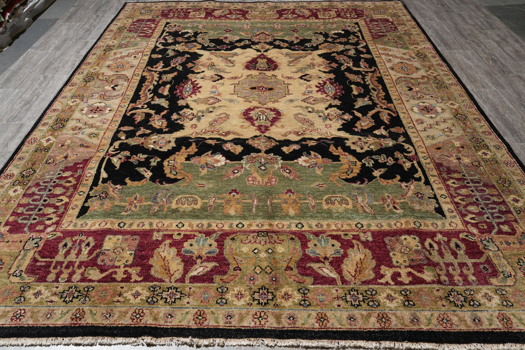 8.5 x 11.6 New Handmade India Wool Rug Black #F-4104