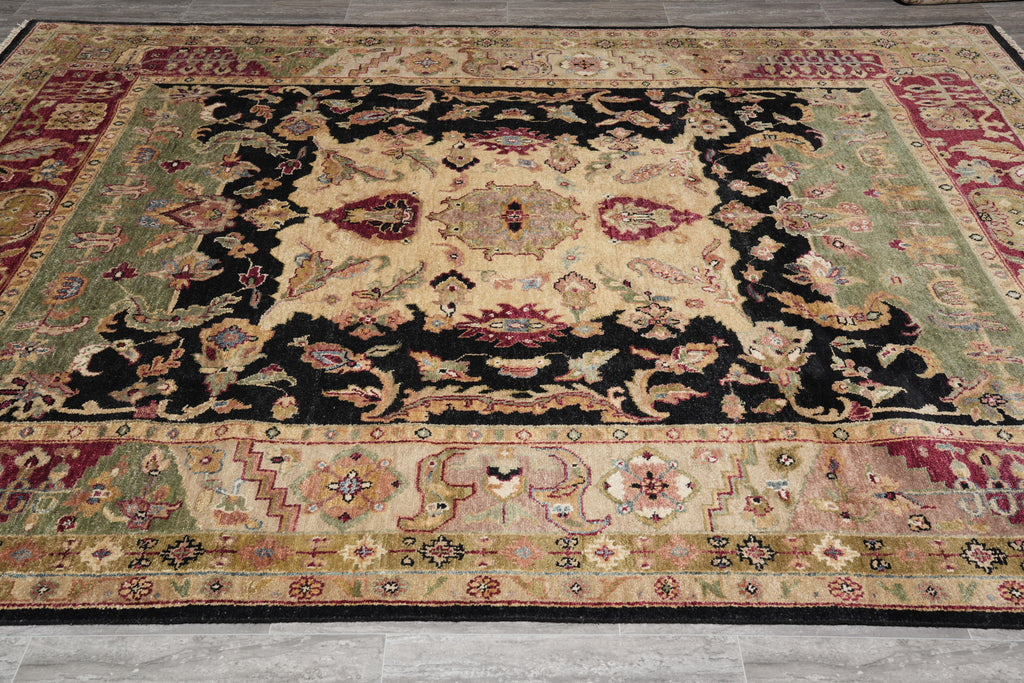 8.5 x 11.6 New Handmade India Wool Rug Black #F-4104