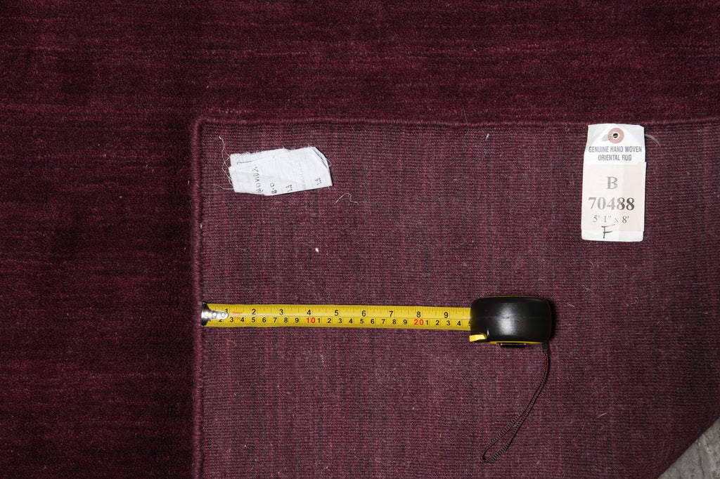 5.1 X 8 Contemporary Handmade Wool Plain Burgundy #B-70488