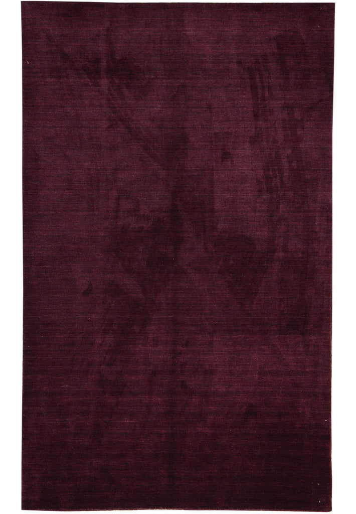 5.1 X 8 Contemporary Handmade Wool Plain Burgundy #B-70488
