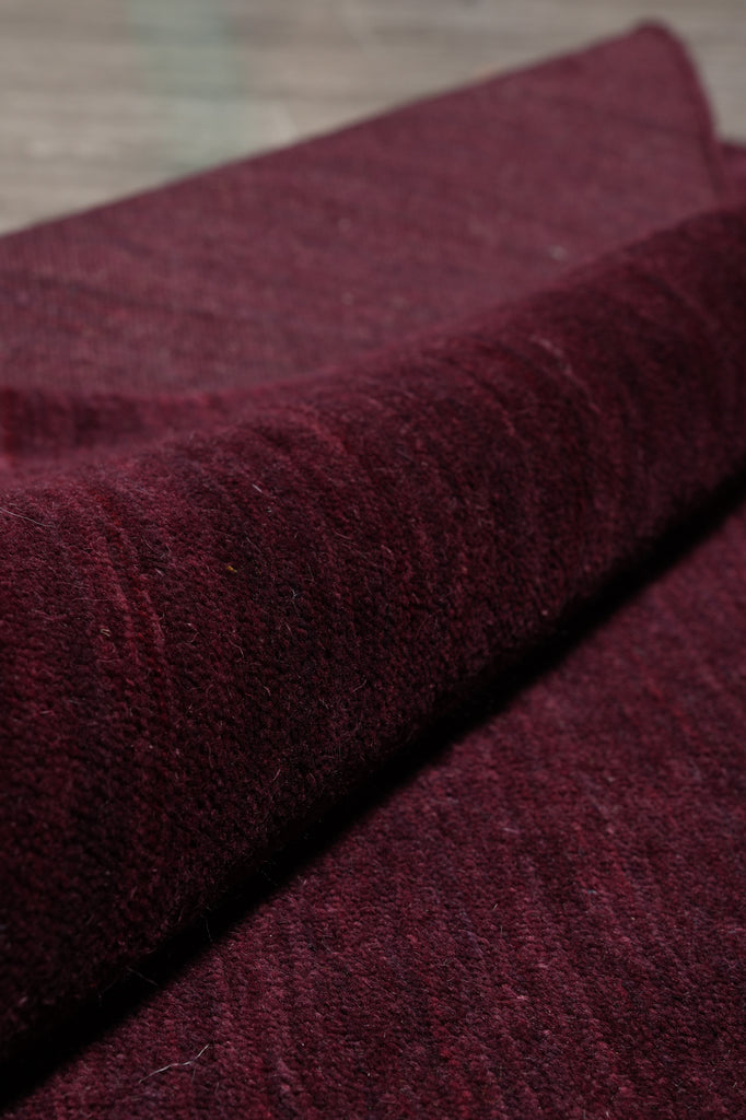 5.1 X 8 Contemporary Handmade Wool Plain Burgundy #B-70488