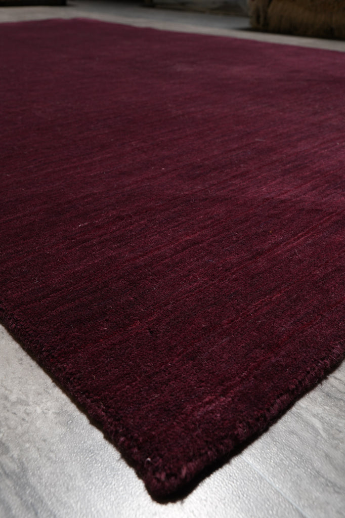 5.1 X 8 Contemporary Handmade Wool Plain Burgundy #B-70488