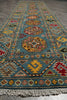 Load image into Gallery viewer, 2.9 x 11 Feet Runner Afghan Handmade Wool Kazak Carpet Turquoise Blue #F-3280