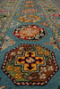 Load image into Gallery viewer, 2.9 x 11 Feet Runner Afghan Handmade Wool Kazak Carpet Turquoise Blue #F-3280