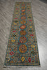 Load image into Gallery viewer, 2.9 x 11 Feet Runner Afghan Handmade Wool Kazak Carpet Turquoise Blue #F-3280