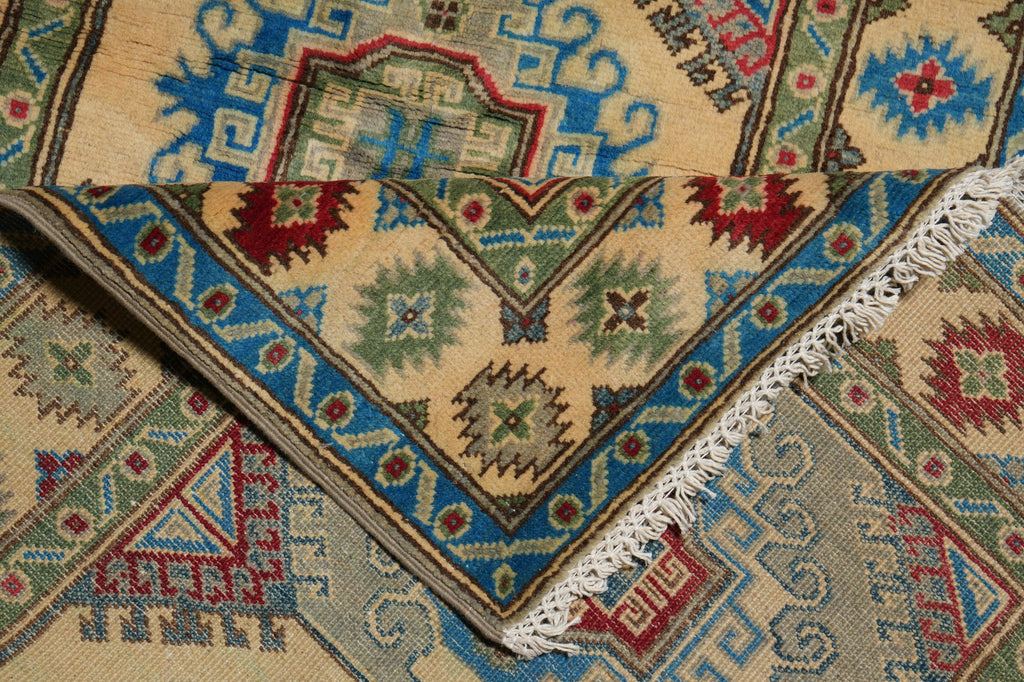3 x 9 Green Kazak Runner Handmade Afghanistan #F-3284