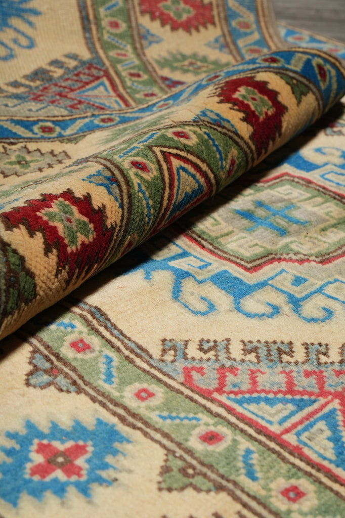 3 x 9 Green Kazak Runner Handmade Afghanistan #F-3284