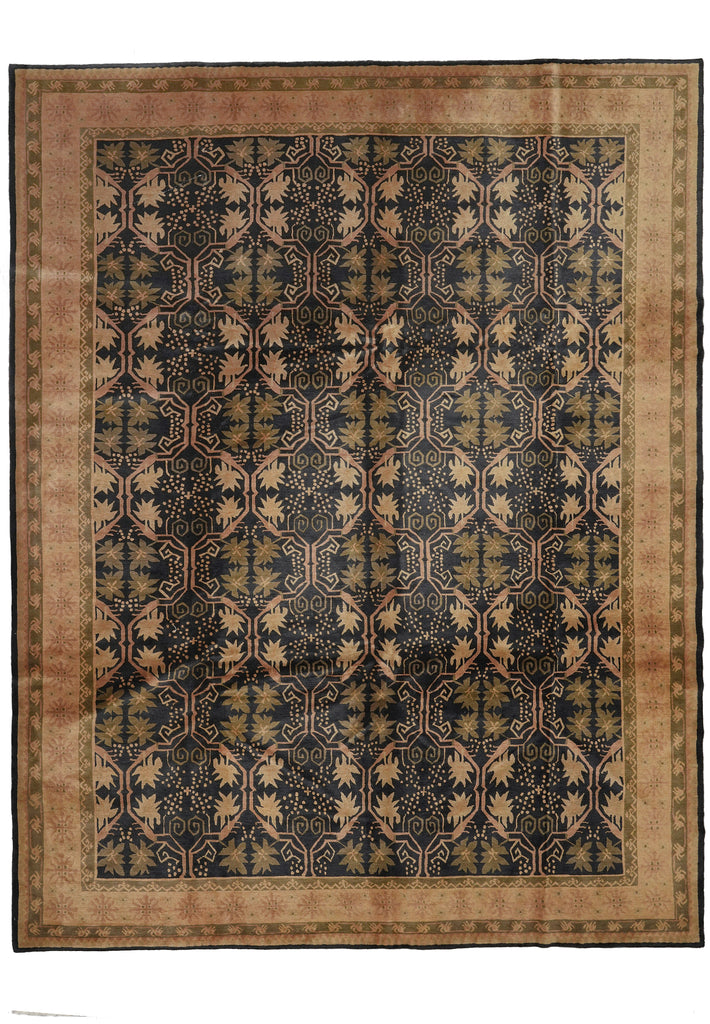 9 x 11.9 Contemporary Handmade Rug BLACK #F-3051