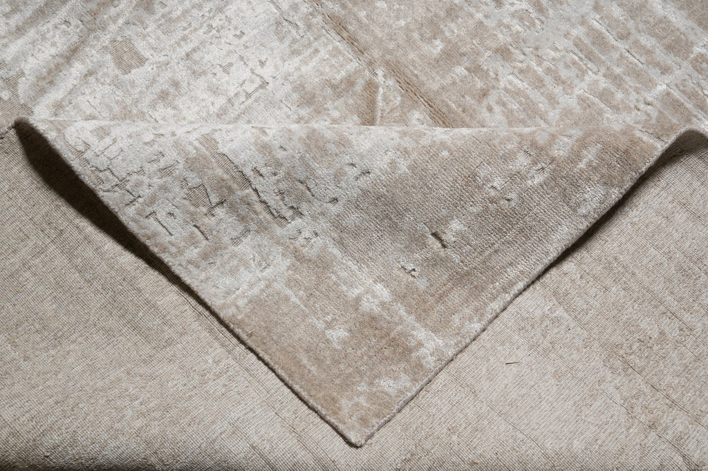12 x 14.7 Plain Natural Beige Handmade India Contemporary Rug Beautiful #F-3344
