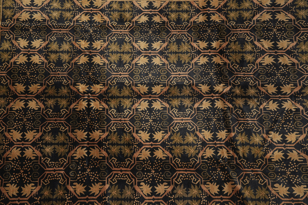 9 x 11.9 Contemporary Handmade Rug BLACK #F-3051