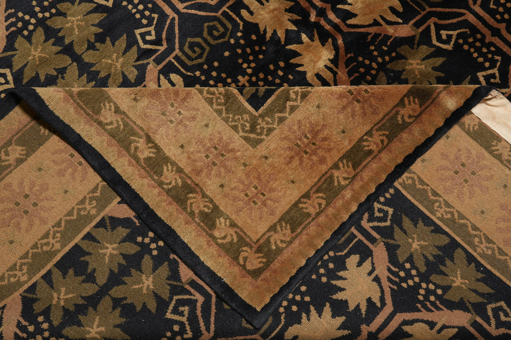 9 x 11.9 Contemporary Handmade Rug BLACK #F-3051