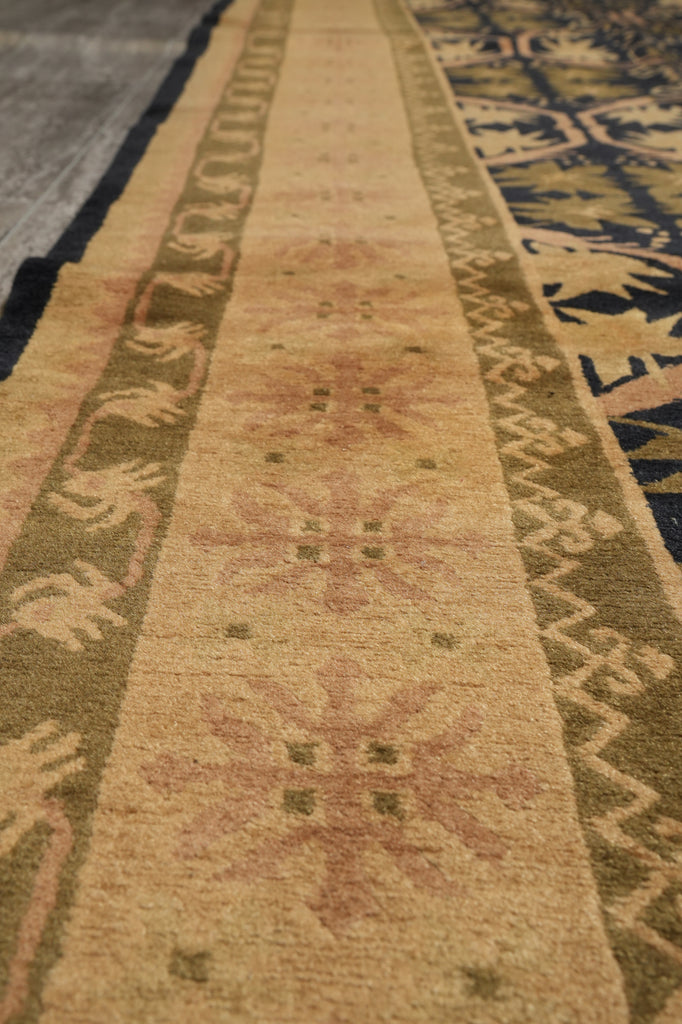 9 x 11.9 Contemporary Handmade Rug BLACK #F-3051