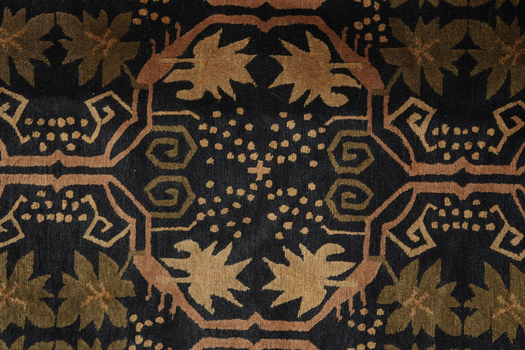 9 x 11.9 Contemporary Handmade Rug BLACK #F-3051