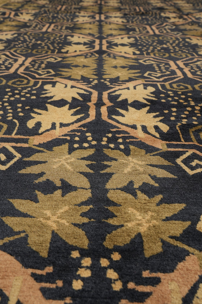 9 x 11.9 Contemporary Handmade Rug BLACK #F-3051