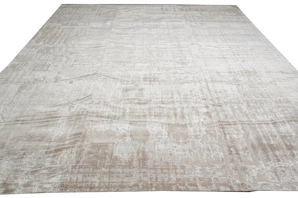 12 x 14.7 Plain Natural Beige Handmade India Contemporary Rug Beautiful #F-3344