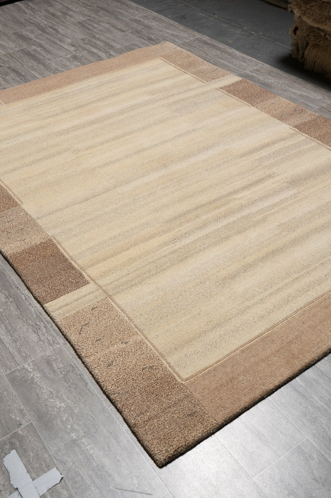 5.9 X 7.11 Handmade Dense Wool Contemporay Carpet Brown #F-5786