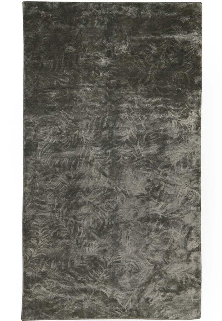 5 X 8.4 Green Handmade Bamboo Silk Carpet #f-4429