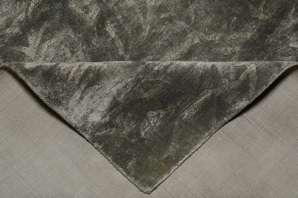 5 X 8.4 Green Handmade Bamboo Silk Carpet #f-4429