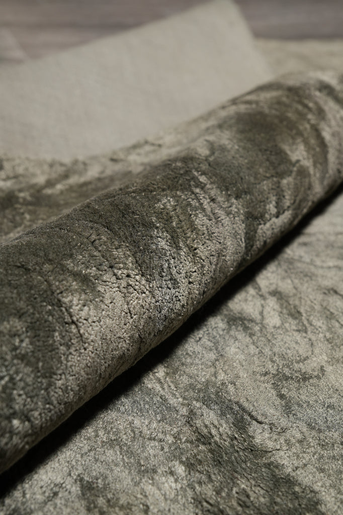 5 X 8.4 Green Handmade Bamboo Silk Carpet #f-4429