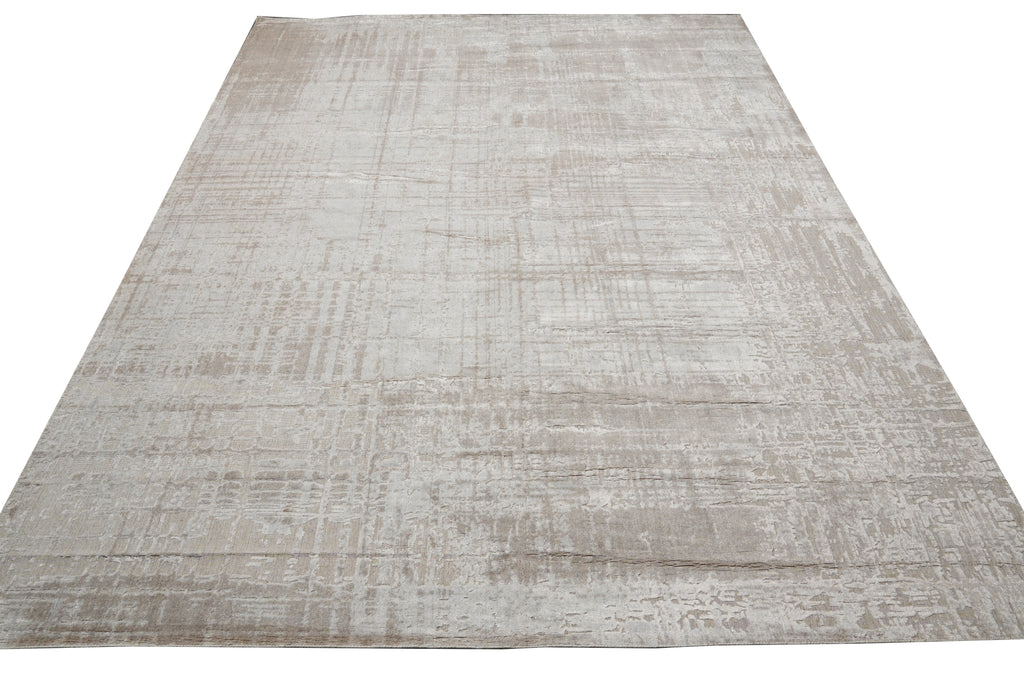 10 x 14 Contemporary Handmade Rug Plain Soft Natural Color #F-3335