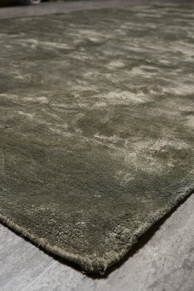 5 X 8.4 Green Handmade Bamboo Silk Carpet #f-4429