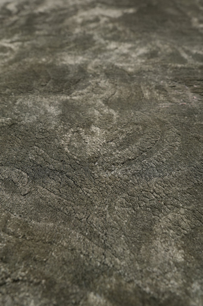 5 X 8.4 Green Handmade Bamboo Silk Carpet #f-4429