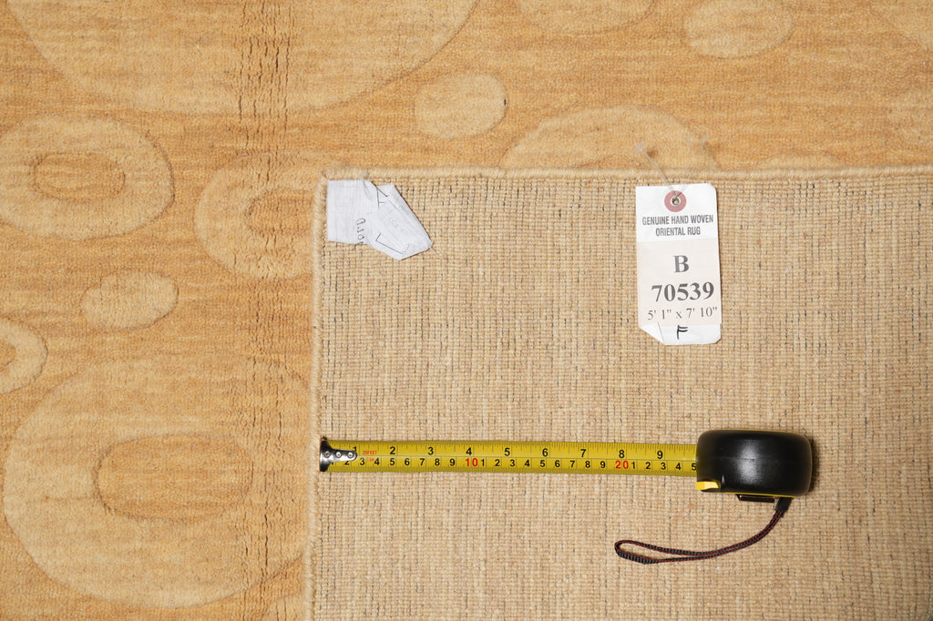 5.1 X 7.10 Golden Wool Handmade Contemporary Rug #B-70539