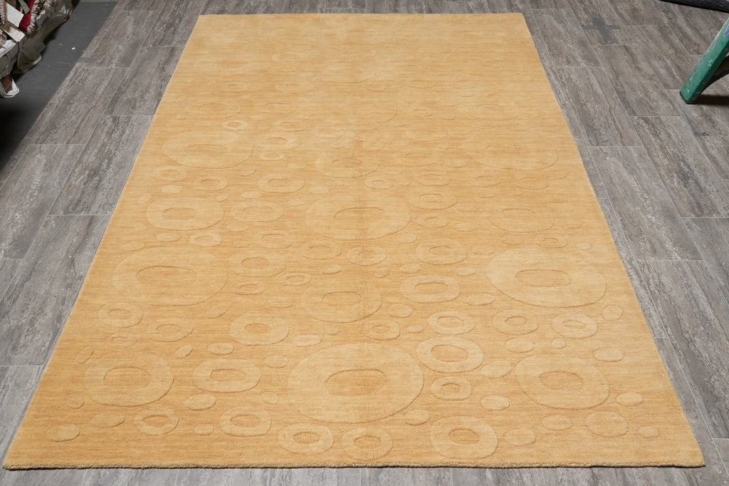 5.1 X 7.10 Golden Wool Handmade Contemporary Rug #B-70539