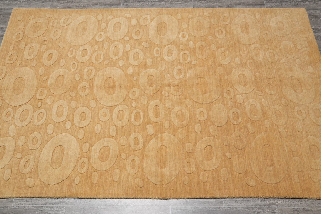 5.1 X 7.10 Golden Wool Handmade Contemporary Rug #B-70539