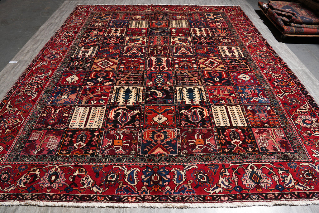10.8 x 12.4 Old Persian Tribal Garden Bakhtiar Rug #F-4107