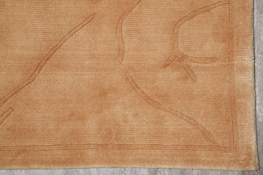 5 X 8 Handmade Contemporary Rug Gold Wool #F-4430