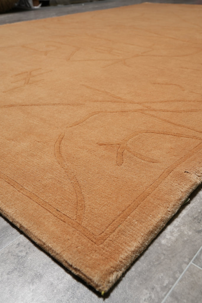 5 X 8 Handmade Contemporary Rug Gold Wool #F-4430