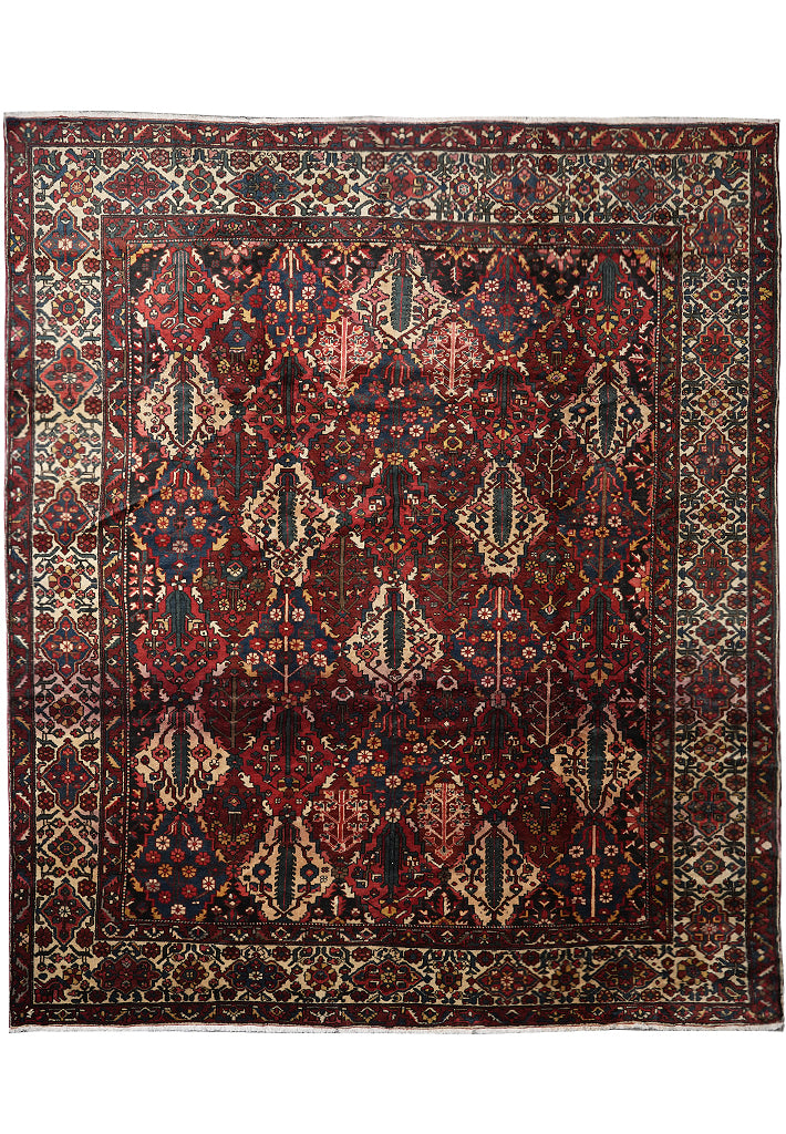 10.7 x 12.7 Tribal Persian Bakhtiar Garden Semi-Antique Rug #F-4108
