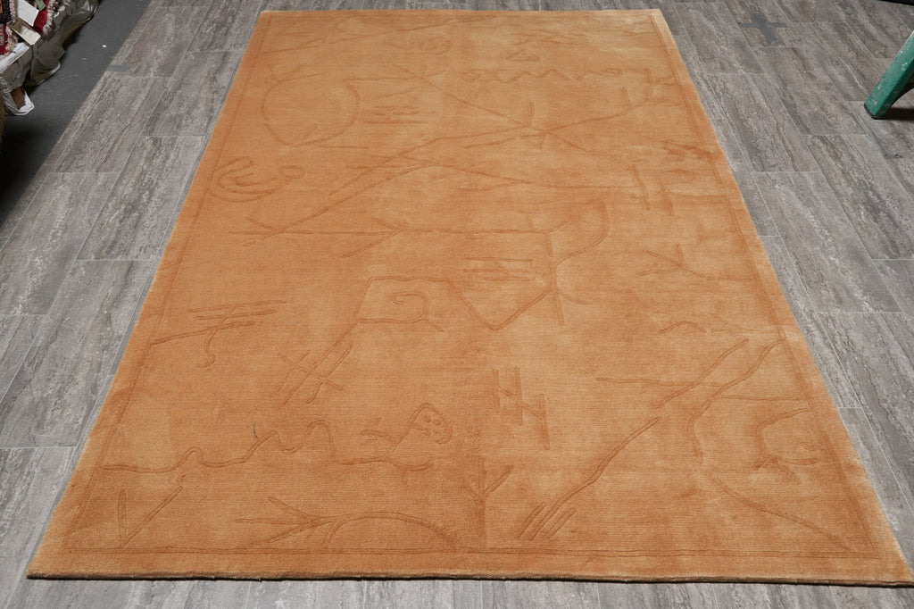 5 X 8 Handmade Contemporary Rug Gold Wool #F-4430