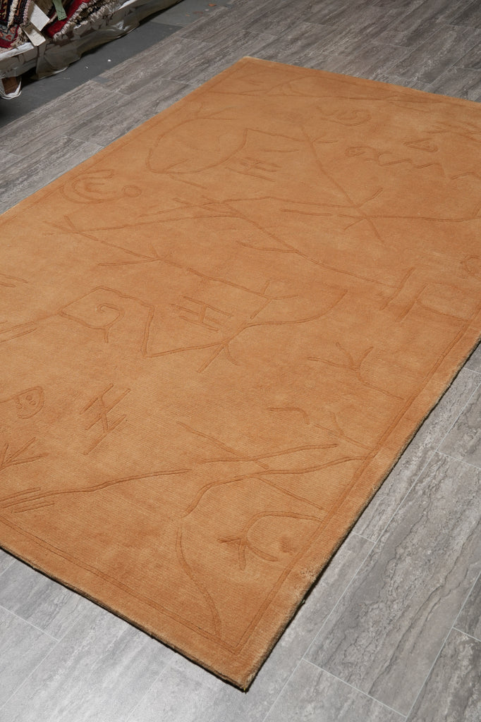 5 X 8 Handmade Contemporary Rug Gold Wool #F-4430