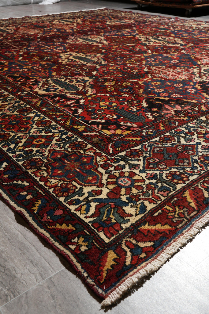 10.7 x 12.7 Tribal Persian Bakhtiar Garden Semi-Antique Rug #F-4108